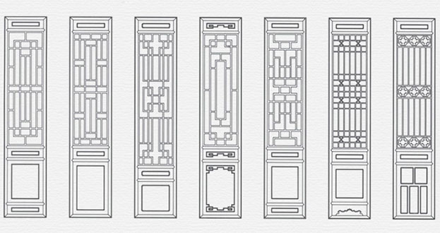 普格常用中式仿古花窗图案隔断设计图